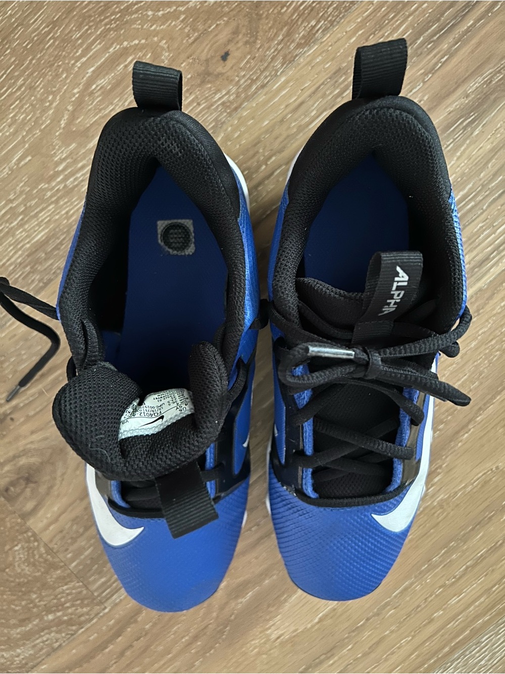 Nike Kids Blue and Black Cleats Boys 4.5 with White Swoosh - Picture 6 of 7
